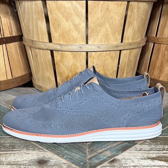Cole Haan Original Grand Knit Wingtip II Gray Tan Oxfords Shoes Mens Size 13 - Picture 2 of 11